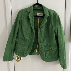 Jcrew classic chino twill blazer green light jacket size large pockets buttons